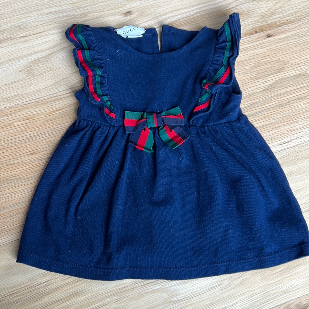 Blue Gucci Dress W Ribbon Detail
